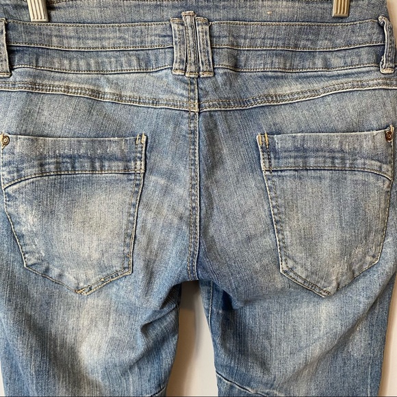 Zara TRF vintage women’s Y2K distressed 4 button zip fly patchwork jeans size 10 - Picture 9 of 16